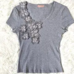 NICOL 　BOUTIQUE nicole フラワーモチーフ リブTシャツのサムネイル