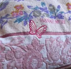 西川 HANAE MORI 綿タオルケット140×190 蝶々刺繍 ピンク 花柄のサムネイル