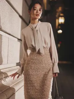 【新品未使用】anuans フェザージャガードコンビワンピース