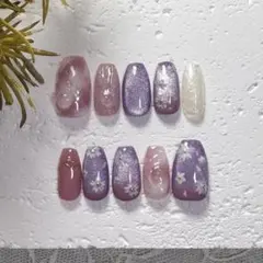 ネイルチップ 桜 マグネットネイル ニュアンス ぷっくり キラキラ