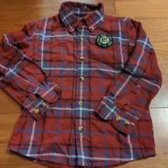 （美品）TOMMY HILFIGER 赤青チェックシャツ 110