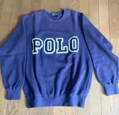 【人気デザイン】ポロバイラルフローレン ビッグロゴ刺繍スウェット L 紺 90sのサムネイル
