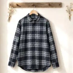 UNIQLO フランネルチェックシャツ M 綿100% 黒グレー ユニセックス