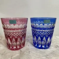 HOYAクリスタル色被せペアロックグラス