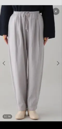 スタジオクリップのコットンリネン起毛コクーンパンツライトグレー