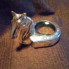 馬の頭 ペーパーウエイト虫眼鏡　錆汚れ有