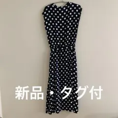 PREFERIR ドットバンドカラーノースリーブワンピース