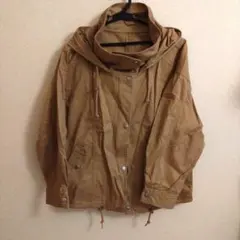 ベージュ フード付き モッズコート M