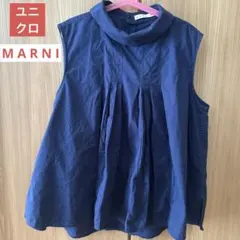 UNIQLO MARNI ネイビー タックブラウス