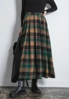 fifth チェック柄ロングスカート