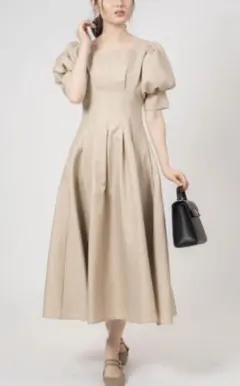 Noela ボリュームスリーブウエストタックワンピ