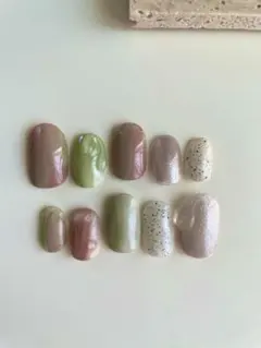 awairo nail ネイルチップ/淡い色ニュアンス/ぷっくり