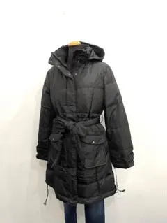 新品LL黒ダウンジャケット ウエストベルト付きコート