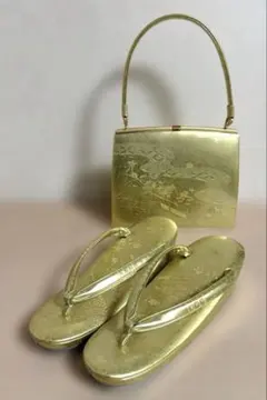 A7 和装草履バッグセット　ゴールド系