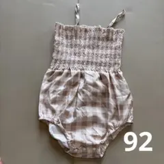 ベージュのチェック ベビー水着 女の子