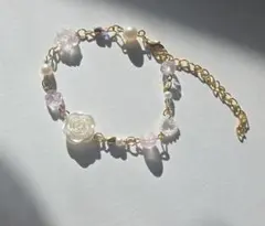 ハンドメイド ブレスレット 薔薇モチーフ