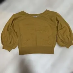 マスタードアクリル七分袖ニット