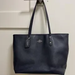 COACH トートバッグ　ネイビー レザー