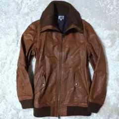 美品 タケオキクチ ライダースジャケット 山羊革 サイズ4 キャメルブラウン