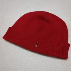 【美品】Polo Ralph Lauren ラルフローレン赤 ニット帽
