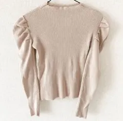 GRL グレイル パワーショルダー リブニット トップス ベージュ Mサイズ