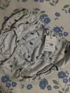 必ずプロフィール拝見　良質　120サイズ 猫と植物柄ショーツ