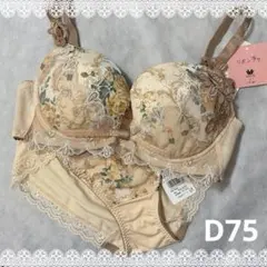 ワコール　ルジェ　リボンブラ＆ショーツ　D75　新品　匿名配送　花柄のサムネイル