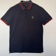 BOSS ヒューゴボス 半袖ポロシャツ M 紺 赤ライン