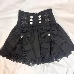 LIZLISA フロントリボンフリルスカパン ブラック 古着
