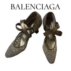 BALENCIAGA ゴールド アンクルストラップ ヒール パンプス35.5のサムネイル