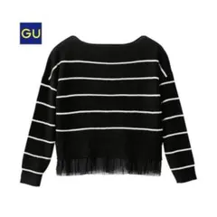 【新品/タグ付き】GU ジーユー　チュールコンビセーター　ボーダーニット　L
