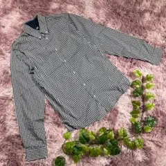 【H&M】長袖シャツ　ギンガムチェック　ブラック　ホワイト　ネルシャツ　トップス