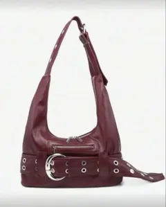 【未使用】レザー ショルダーバッグ バーガンディ サブカル ストリート 韓国