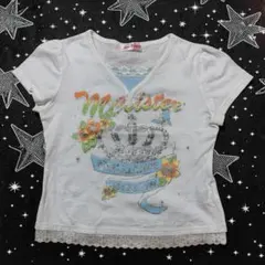 00s mcbling ピチT ラメクラウン レース y2k 平成ギャル 白のサムネイル