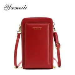 スマホポーチ ローズレッド スマホショルダー スマホポシェット 韓国 <F93>