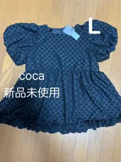 新品/未使用 coca パフスリーブ ジャガード トップス Lブラック