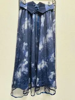 axes femme テレスコーププリントスカート 紺