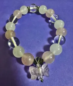 天然石 蝶チャーム ブレスレット