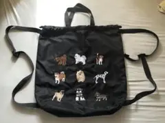 ブルーブルーエ 犬　ナイロン刺繍　ナップザック 巾着 2WAY バッグ