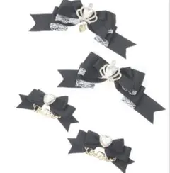 リズリサ ハートビジューレース4つセットクリップ LIZLISAブラック