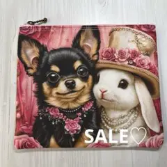パネルポーチ　SALE♡ うさぎと犬　小ぶりsize No.306