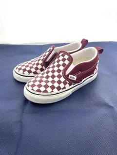 VANS ボルドーチェッカー スリッポン キッズ用