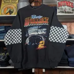 90s　USA製　レーシングスウェット　モックネック　オニフェード　プリント　L