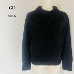 ジーユー GU シャイニークルーネックセーター ラメ ニット ブラック Sサイズ
