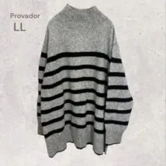 プロバドール ハイネックボーダーニット ゆったりLL 秋冬　体型カバー　ゆるだぼ