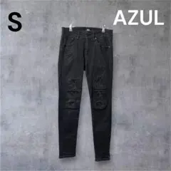 AZUL ブラック S ダメージ ジーンズ ストレート ストリート カラーパンツのサムネイル