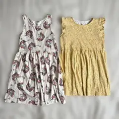 H&M 女の子 ノースリーブワンピース 2枚セット 120 130 ユニコーンのサムネイル