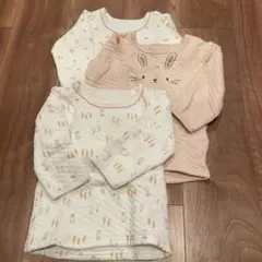 ウサギ柄・花柄シャツ肌着 90サイズ