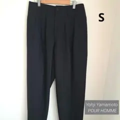 美品★【ヨウジヤマモト プールオム】ウールギャバ タックスラックス 黒 Sのサムネイル