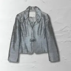 Supermoda　ジャケット　コート　レディース　L　グレー　シルバー　花柄